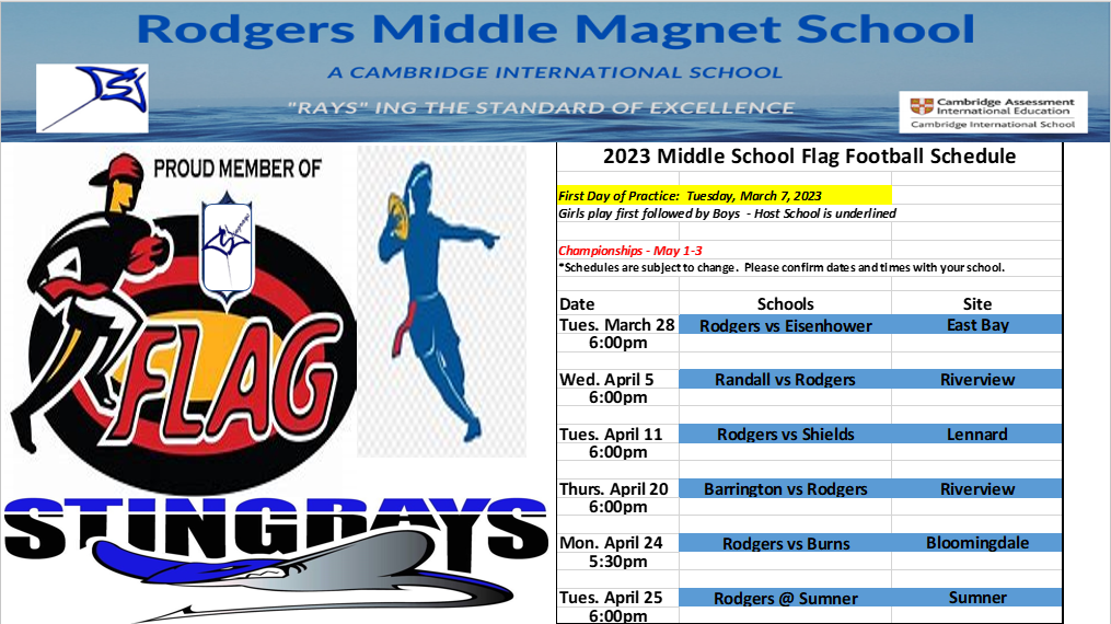 See schedule